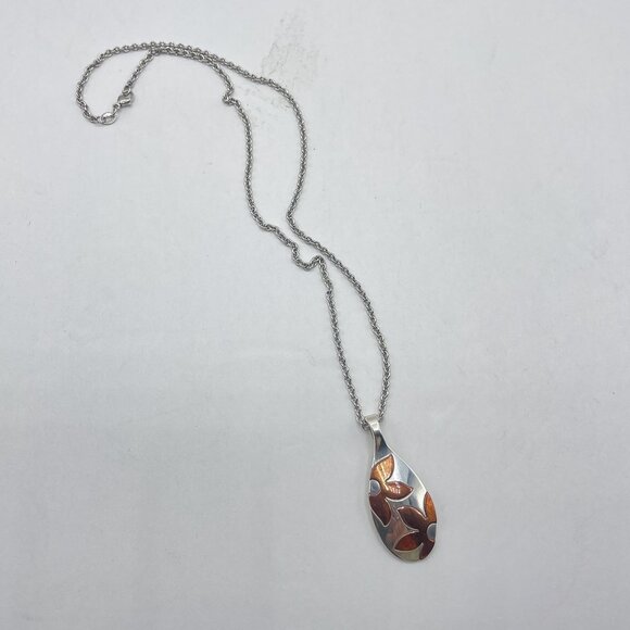 James Avery Retired 925 Silver Copper Floating Flowers Pendant18" Original James - Picture 3 of 7